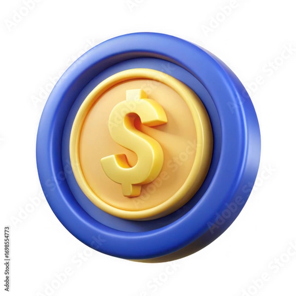 Obraz 3d rendered dollar coin icon isolated on transparent background