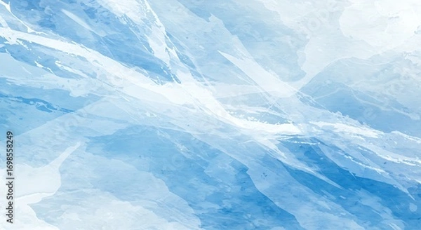 Fototapeta Abstract Blue and White Watercolor Texture with Jagged Lines and Streaks