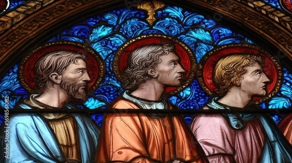 Obraz Stained glass figures profile