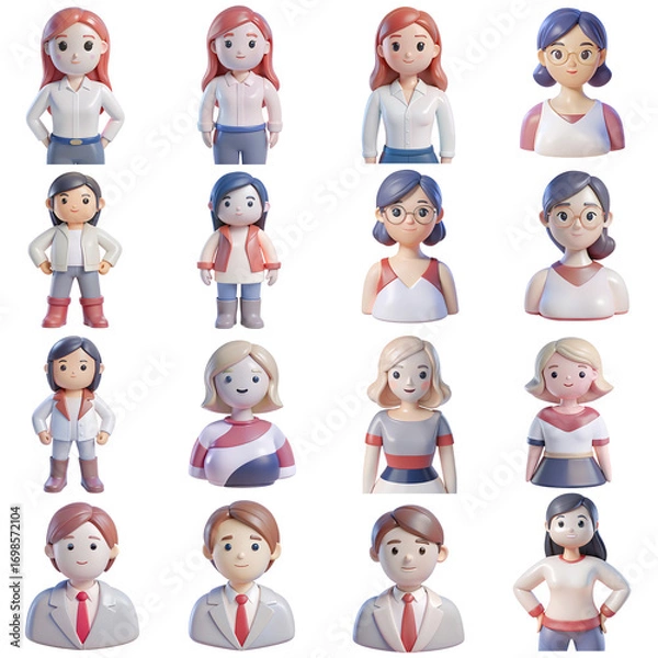Fototapeta Diverse 3D Human Avatars Collection - Multigenerational & Multicultural Characters - Generative AI