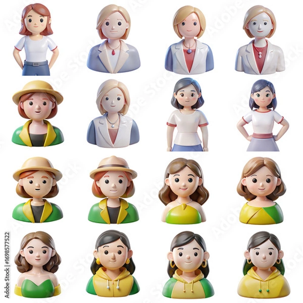 Fototapeta Diverse 3D Human Avatars Collection - Multigenerational & Multicultural Characters - Generative AI