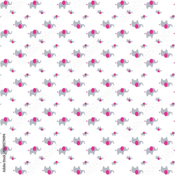Fototapeta Seamless childish pattern with funny animals faces . Creative  kids texture for fabric, wrapping, textile, wallpaper, apparel. Vector illustration