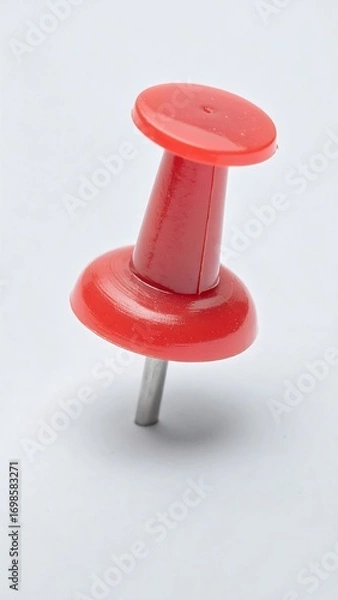 Obraz Red pushpin on white background