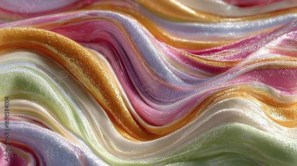 Fototapeta Swirling pastel colors of creamy frosting texture.