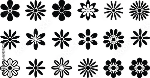 Fototapeta Collection of various flower shapes isolated on white background for decoration 