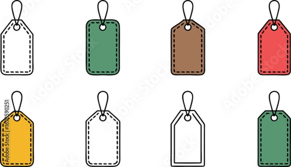 Fototapeta Set of blank price tags and labels for sale and shopping design illustration