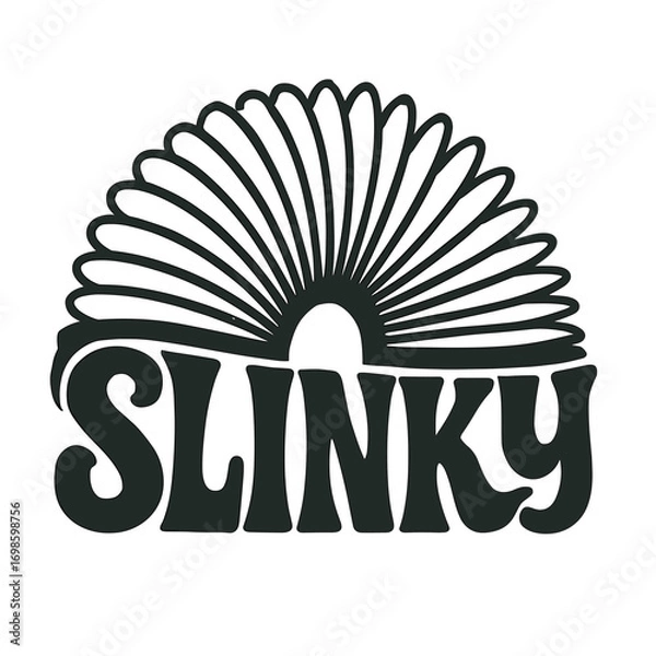Fototapeta Slinky coil toy with playful design and bold typography  