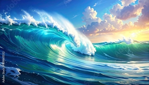 Obraz Ocean waves at sunset (1)