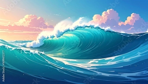 Obraz Ocean waves at sunset (2)