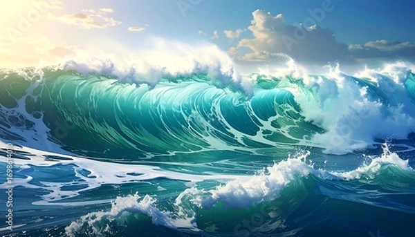 Obraz Ocean waves crashing at sunrise