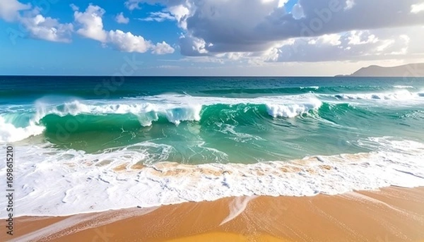 Obraz Ocean waves crashing on a sandy beach