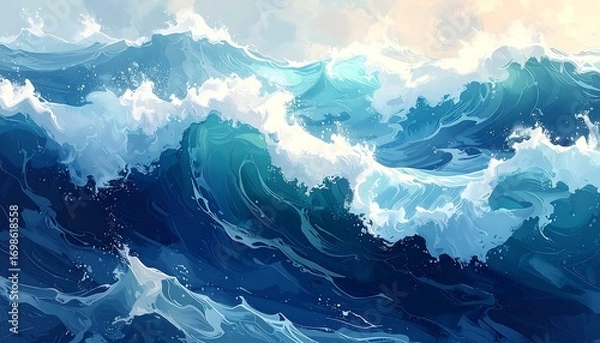 Obraz Ocean waves, vibrant blues