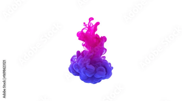 Obraz Vibrant pink and blue ink swirling in water, creating dynamic abstract cloud with smooth, flowing shapes and sense of motion on transparent background
