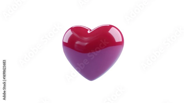 Obraz Glossy red and purple heart shape, isolated on transparent background, symbolizing love, romance, and affection, with modern and playful design, perfect for Valentine Day themes