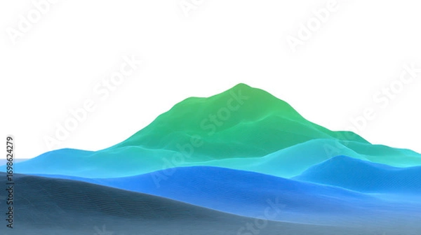 Obraz Abstract landscape with layered blue and green waves, resembling mountain and hill silhouettes, minimalistic and tranquil, suitable for backgrounds or modern design projects