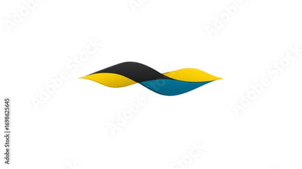 Obraz Abstract wave shape yellow black and blue color modern minimal design smooth curve isolated on transparency background creative dynamic fluid artistic elegant contemporary style