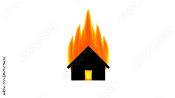 Obraz House fire burning flame disaster emergency danger destruction smoke heat house engulfed bright flames symbolizing danger destruction and emergency with intense fire and smoke creating dramatic