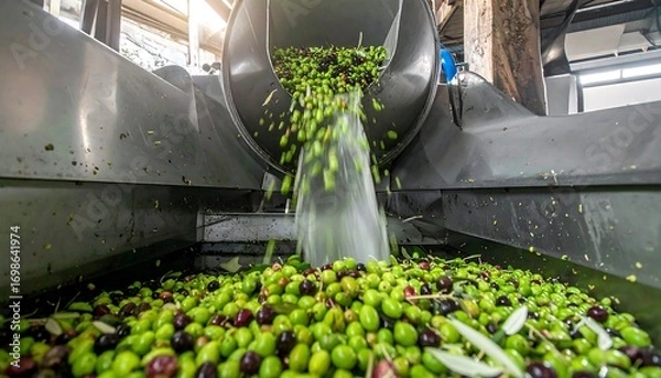 Obraz Olives being processed in a factory