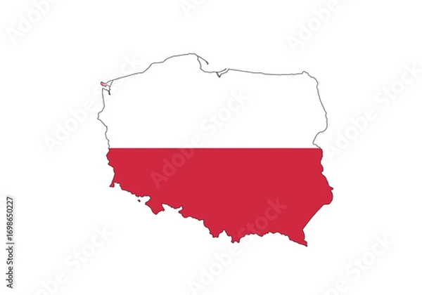 Fototapeta Polands outline flag Two bands white above red