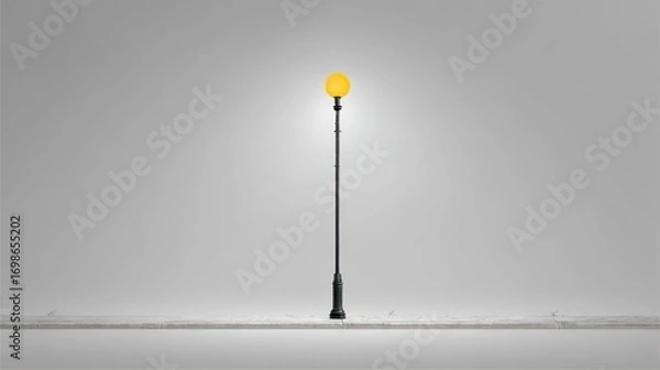 Obraz Single street lamp against gray background