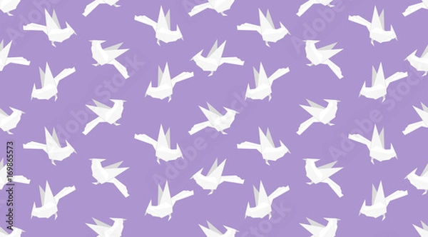 Fototapeta Origami bird seamless pattern.