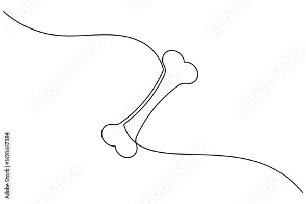 Obraz Minimalist dog bone one line drawing outline