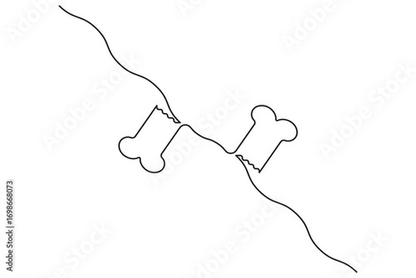 Obraz Minimalist dog bone one line drawing outline