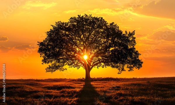 Obraz tree in sunset Night View