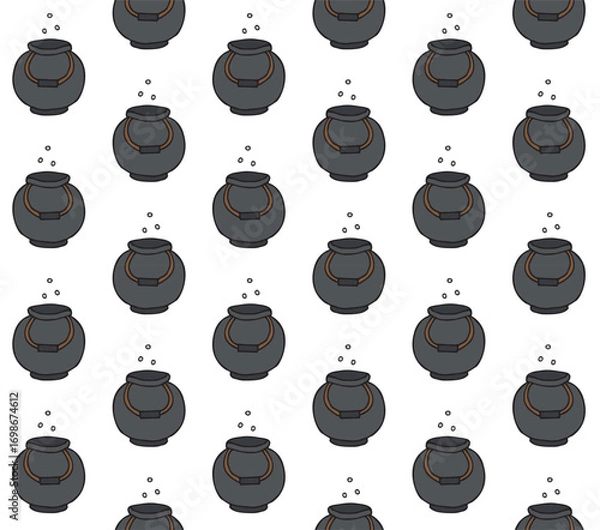 Fototapeta Vector seamless pattern of hand drawn sketch doodle colored witch bowl isolated on white background