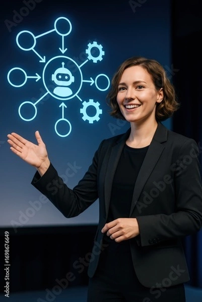 Obraz Innovative ai presentation technology conference digital communication professional setting engaging viewpoint future concepts for ai development
