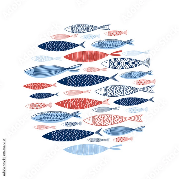 Fototapeta Pattern made of decorative fish