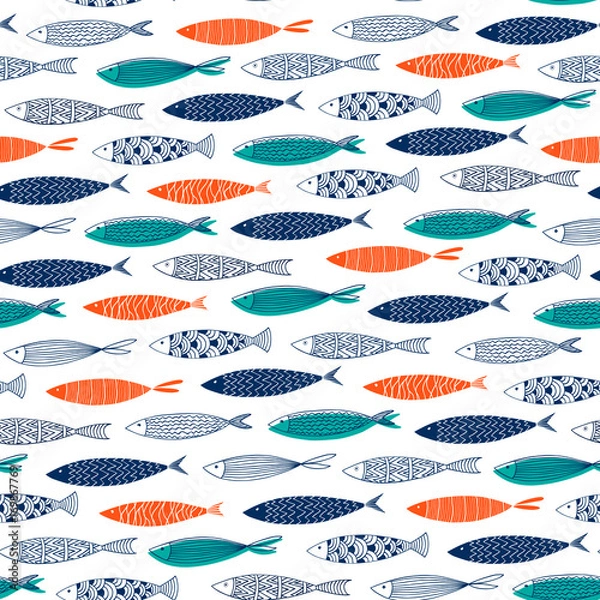 Fototapeta Seamless pattern from decorative fish