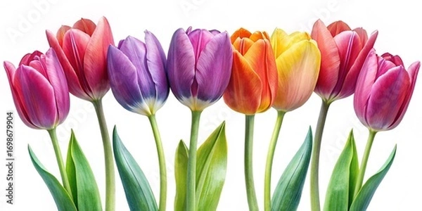 Fototapeta colorful tulips isolated on white