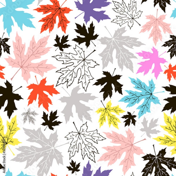 Fototapeta Seamless pattern with maple leaves