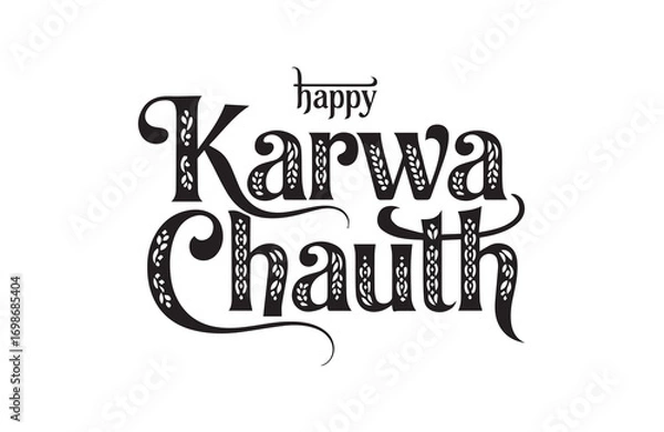 Fototapeta Stylish Happy Karwa Chauth lettering design for festive wishes