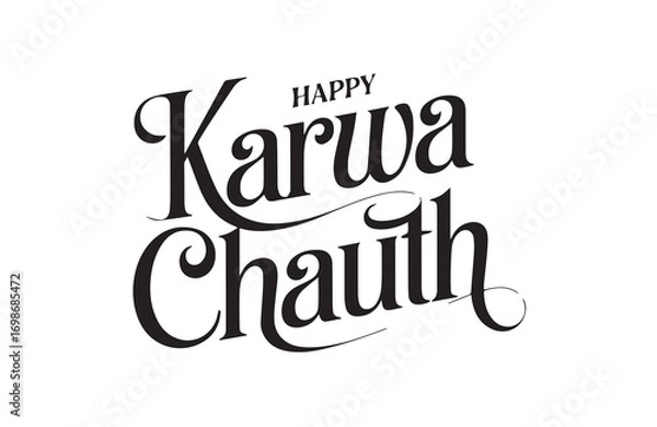 Fototapeta Stylish Happy Karwa Chauth lettering design for festive wishes