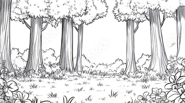 Fototapeta Forest scene illustration