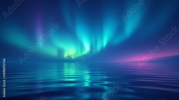 Fototapeta Polar Light Reflections in Neon Mist Background