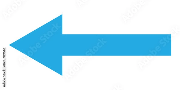 Obraz Long blue arrowhead vector icon set.  Isolated long blue arrow icon on white background. Left side directional arrows. 