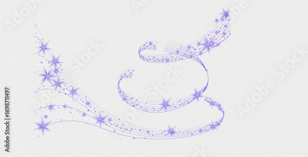 Obraz Delicate swirling lavender floral vine with tiny blossoms on a soft white background