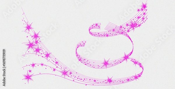 Obraz Whimsical pink swirling ribbon with sparkles and stars creating a magical festive celebration