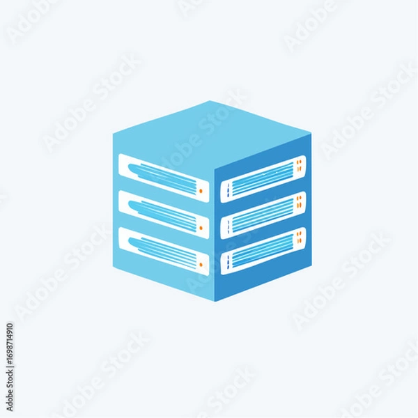Fototapeta Isometric Illustration of a Digital Data Server Cube Suitable for Technical Designs