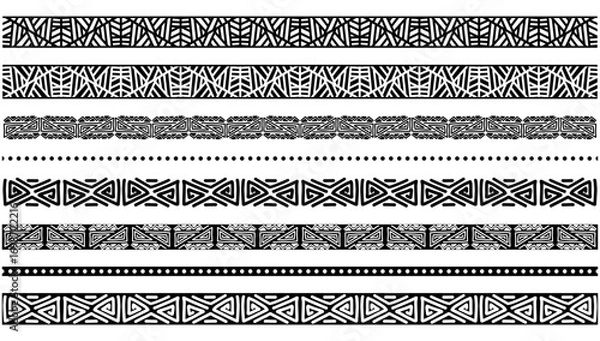 Fototapeta Native Tribal Pattern Vector Aztec, Inca, Navajo, African Ethnic Border Design