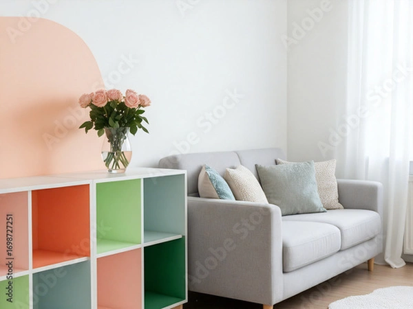Fototapeta modern interior with flowers