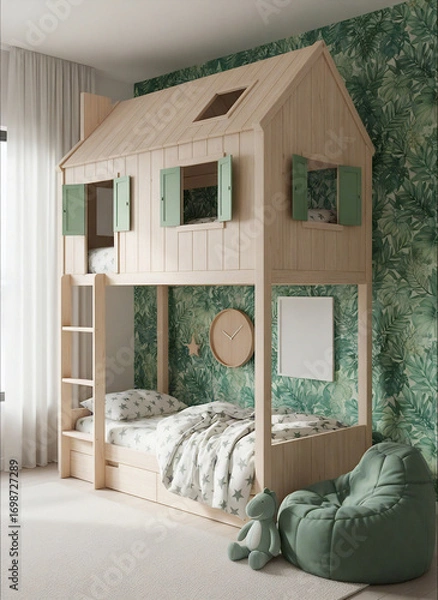 Fototapeta living room with a house kids room