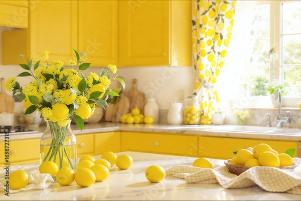 Fototapeta yellow flowers in the kitchen