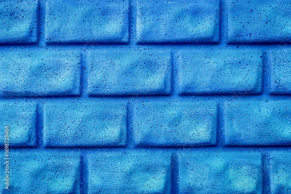 Obraz Blue brickwork abstract decorative blocks wall texture background