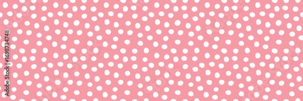Obraz White polka dot seamless pattern on pink background, minimalist design