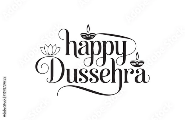Fototapeta Happy Dussehra lettering design for festive wishes