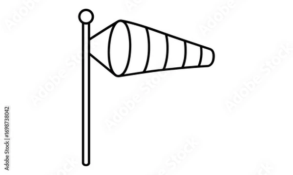Fototapeta Simple linear windsock icon for weather applications and aviation